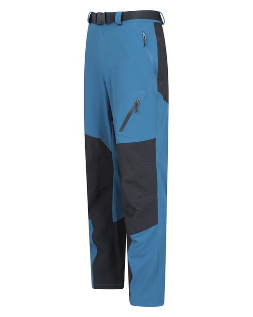 Mountain Warehouse Blue Trekking Trousers Water Resistant Sun Protection Stretchy Pants for men
