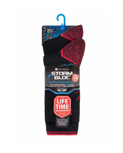 Storm Bloc Black 2 Pairs Heavy Duty Reinforced Breathable Cotton Work Socks For Boots for men