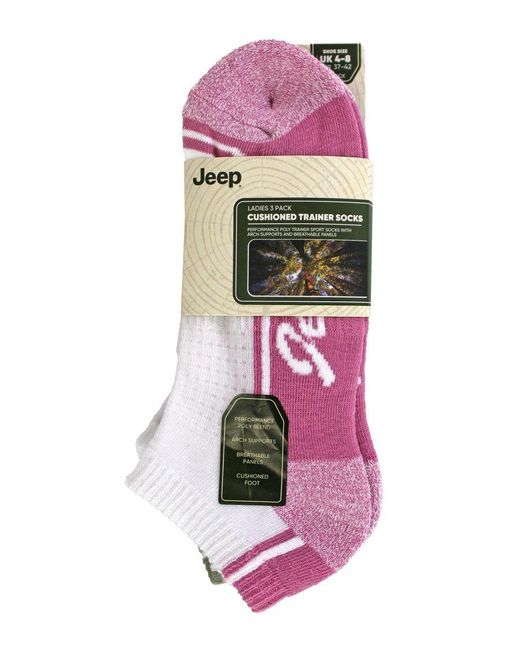 Jeep White Ladies Performance Trainer Socks