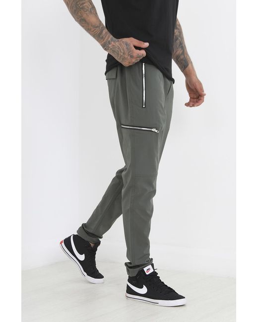 Brave Soul Black 'Baker' Elasticated Waist Utility Trousers for men