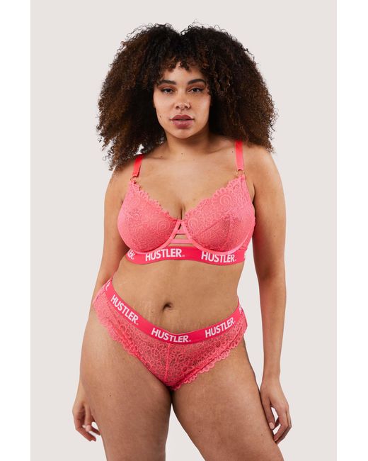Hustler Red Branded Lace Brief
