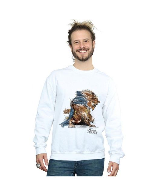 Disney White Beauty And The Beast Sketch Sweatshirt () for men