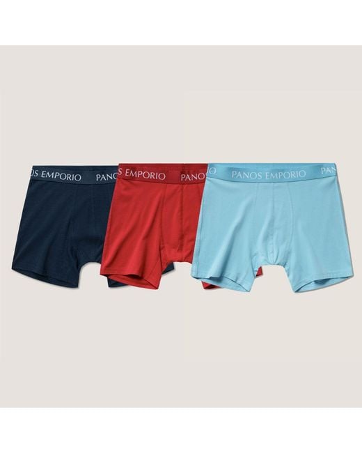 Panos Emporio Blue Three Pack Base Bamboo Boxer for men