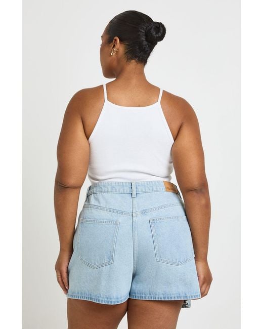 Boohoo Blue Plus Wrap Front Skort