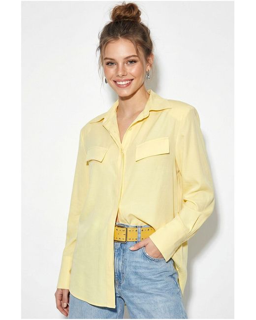 Bianco Lucci Yellow Regular-Fit Woven Crepe Shirt