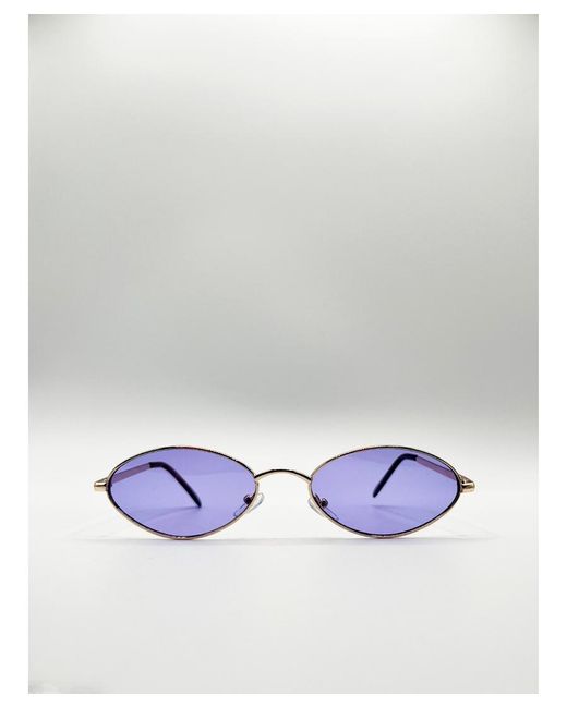 SVNX Purple Metal Oval Frame Sunglasses With Lilac Lenses
