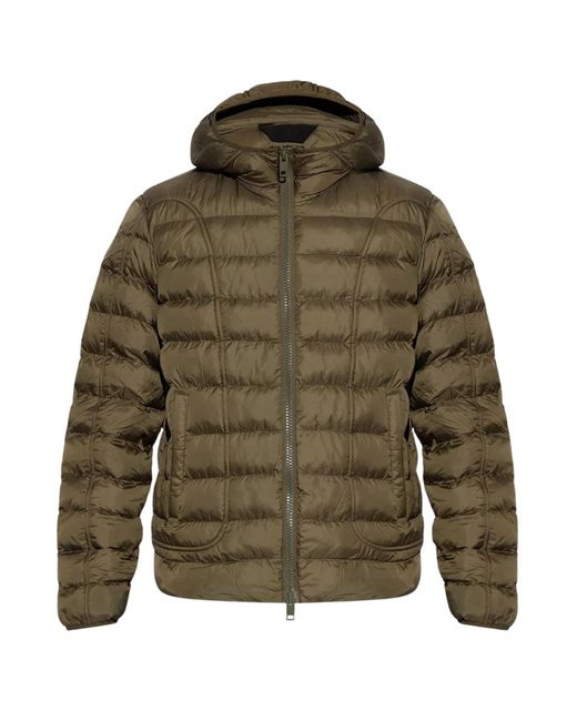 DIESEL Green Plain Khaki Padded Hooded Jacket for men