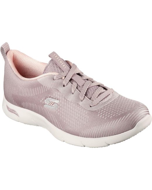 Skechers Gray Arch Fit Refine Classy Doll 104390-Dktp Dark Taupe Lace Up Shoes