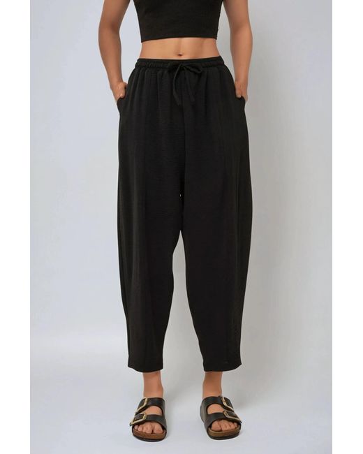 Hiccup Black Elastic Waist Comfort Fit Pants