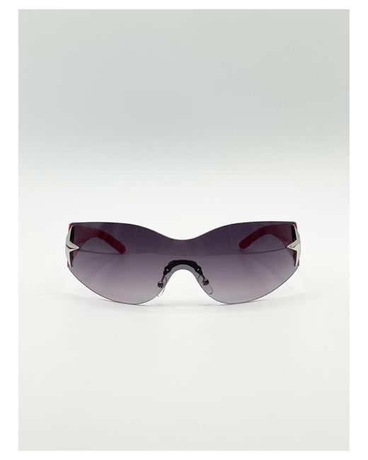 SVNX Purple Wrap Around Racer Sunglasses With Star Hinge Detail