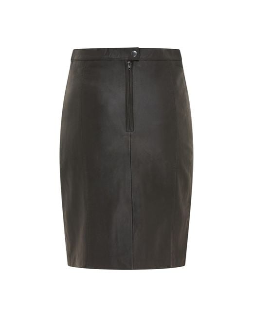 Infinity Leather Black Biker Pencil Long Midi Skirt