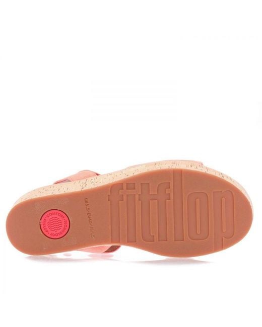 Fitflop 's Fit Flop Eloise Suede Back-strap Wedge Sandals In Coral in het Pink