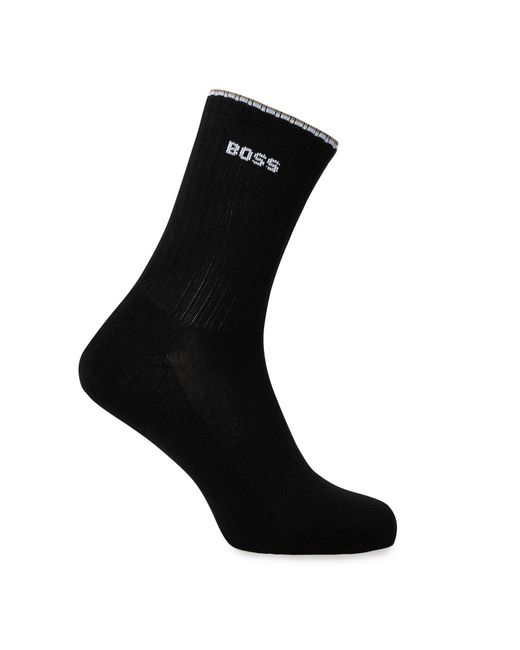 Boss Black Rib Stripe Quarter Socks for men