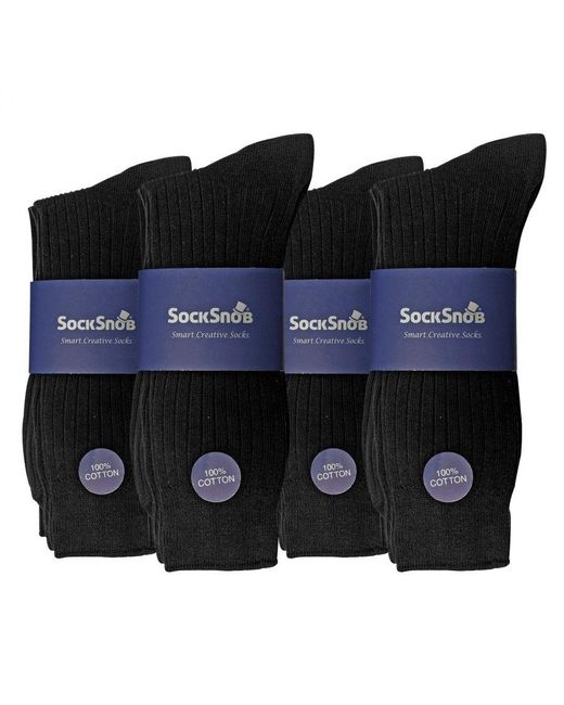 Sock Snob Black 12 Pair Multipack 100% Cotton Socks for men