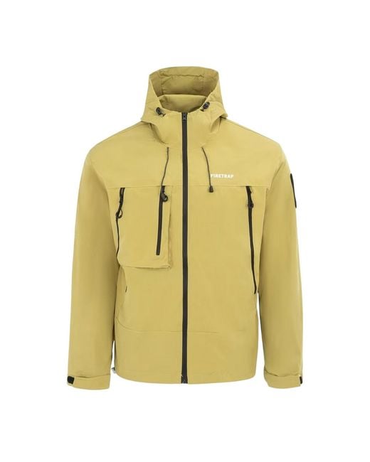 Firetrap Yellow Windproof Hooded Windbreaker for men