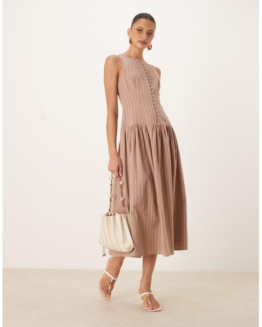 Nobody's Child Natural Claudia Drop Waist Midi Dress