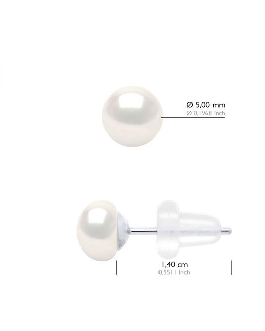 Ateliers Saint Germain White Earrings Real Cultured Freshwater Pearls Button 5-6 Mm