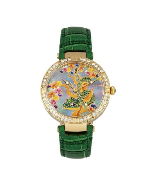 Bertha Green Mia Mother-of-pearl Leather-band Watch Stainless Steel