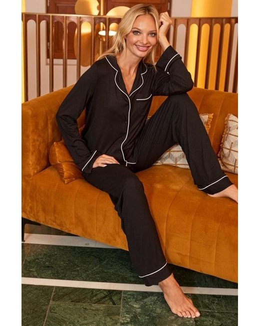 Sosandar Orange Contrast Trim Pyjama Bottoms