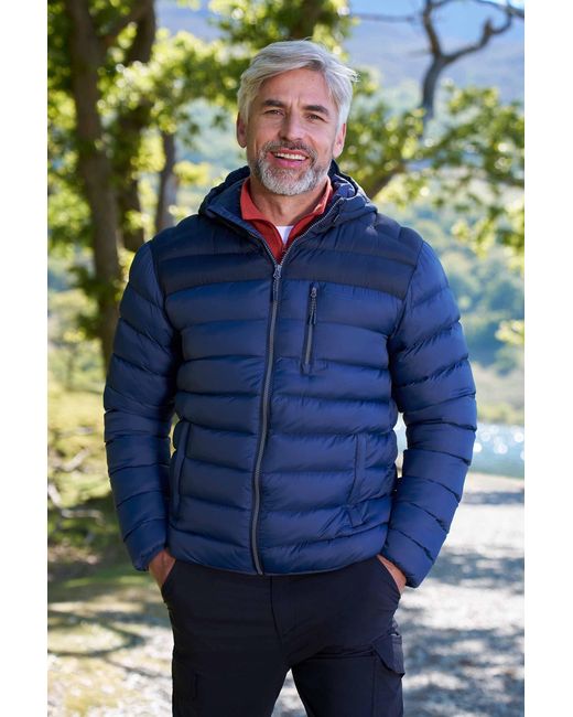 Mountain Warehouse Blue 'Link' Padded Jacket Water Resistant Warm Everyday Coat for men