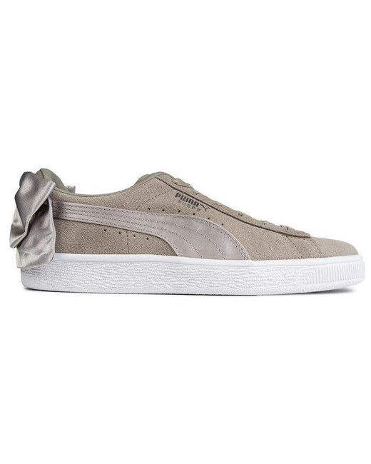 PUMA White Suede Bow Trainers