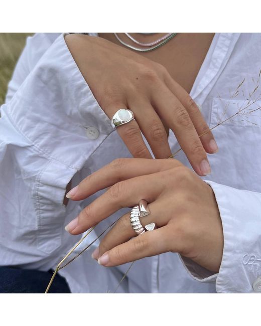 SEOL + GOLD Metallic Sterling Chunky Opal And Cz Ring