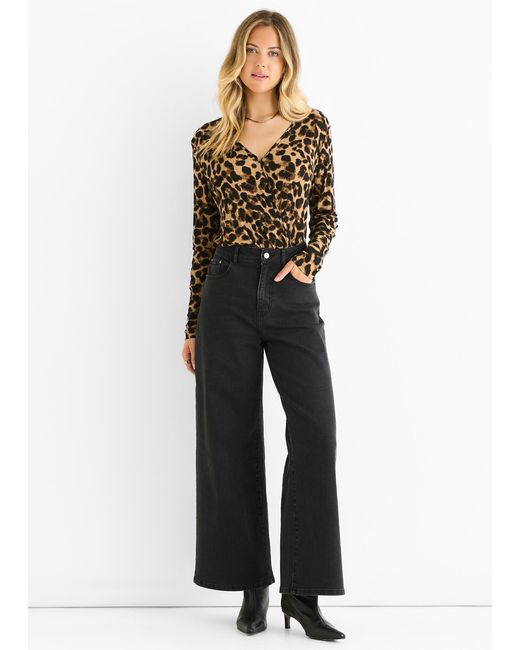 Gini London Brown Animal Wrap Jersey Bodysuit