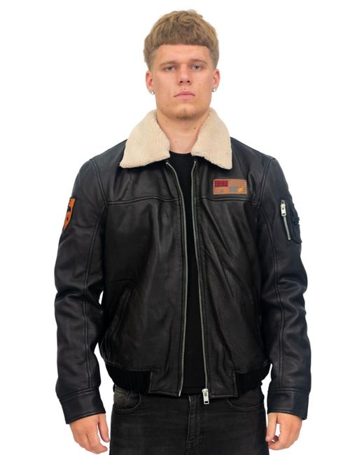 Infinity Leather Black Us Bomber Jacket-Arizona for men