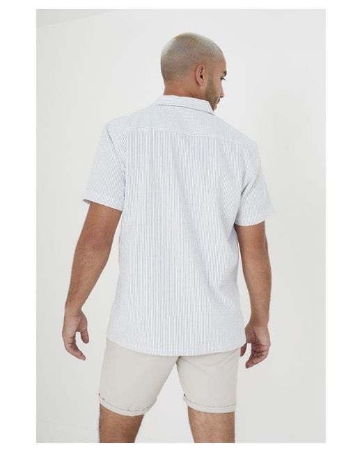 Brave Soul White 'Durango' Cotton Short Sleeve Revere Collar Shirt for men