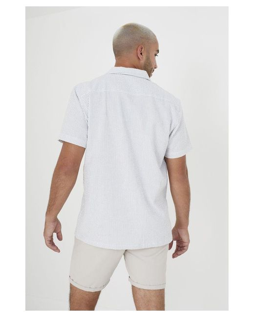Brave Soul White 'durango' Cotton Short Sleeve Revere Collar Shirt for men