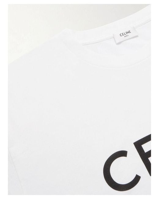 Céline White Celine Logo-Print Cotton-Jersey T-Shirt for men