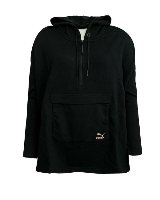 PUMA Black Evo Half Zip Hooded Cape Pullover Hoodie Hoody 571661 01 A68E Textile