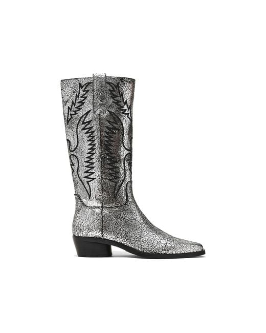 Steve Madden Black Leather Trevi Boot Silvers