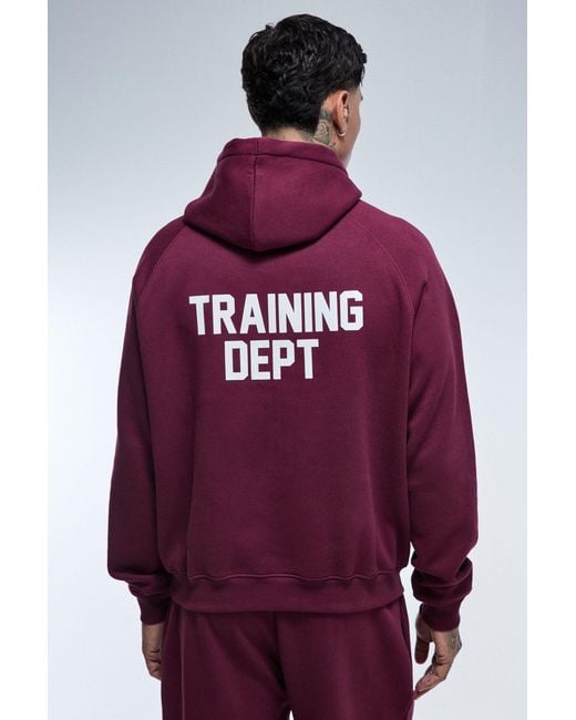 BoohooMAN Red Tall Training Dept Oversized Boxy Hoodie for men