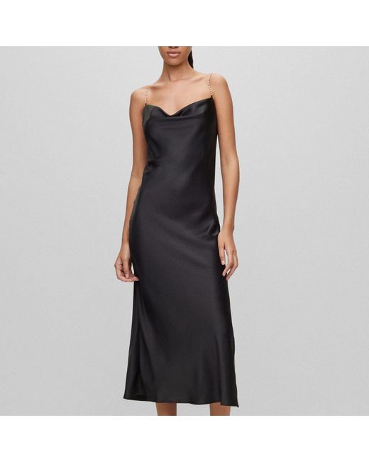 HUGO Black Kapartu-1 Crystal Strap Midi Dress