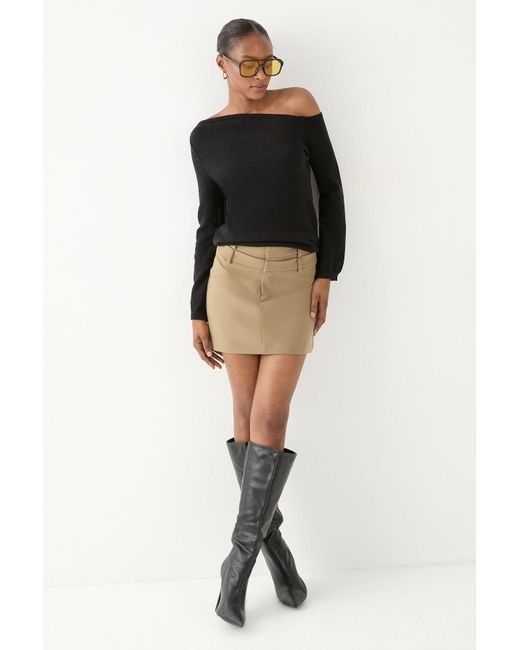 MissPap Black Knitted Asymmetric Neckline Top