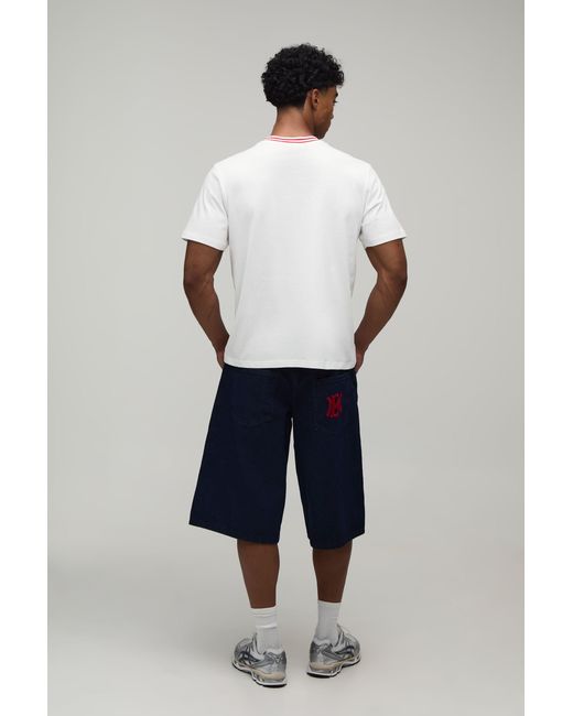 BoohooMAN White Regular Fit New York Hi-Build Embroidered T-Shirt for men