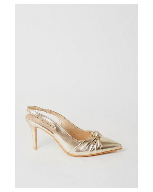 Wallis Natural Deja Knot Detail Slingback Stiletto Court Shoes