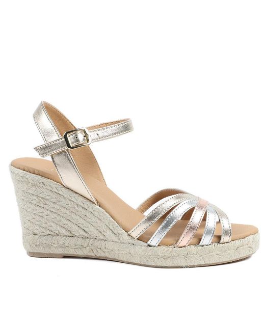Jones Bootmaker Metallic Alivia2 Leather Wedge Heel Espadrilles