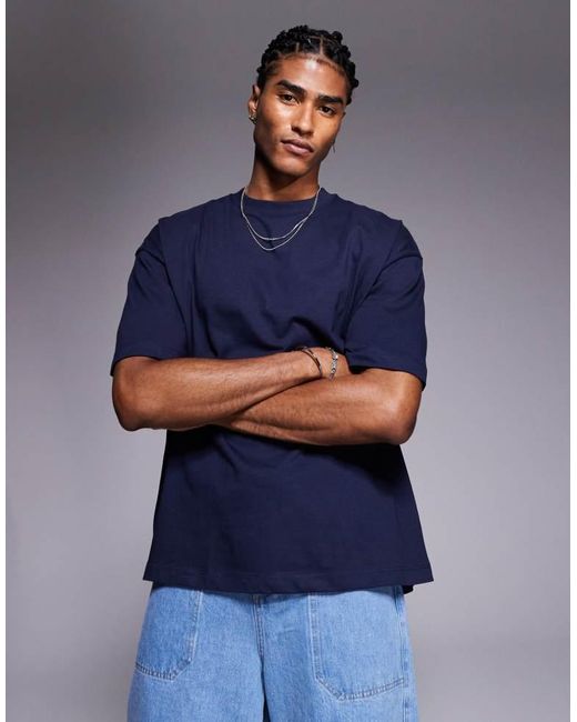 ASOS Blue Oversized T-Shirt With Back Graphic for men