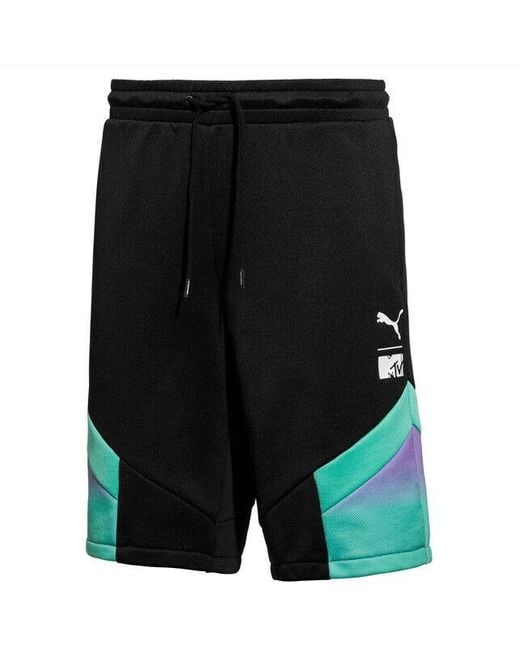 PUMA Black X Mtv All Over Printed Shorts Casual Training Pants 579816 01 for men