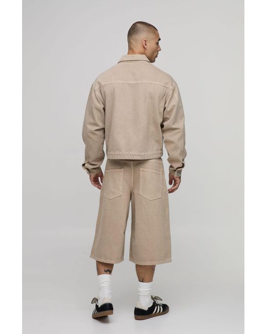 BoohooMAN Natural Clasp Detail Boxy Denim Co-Ord Jacket for men