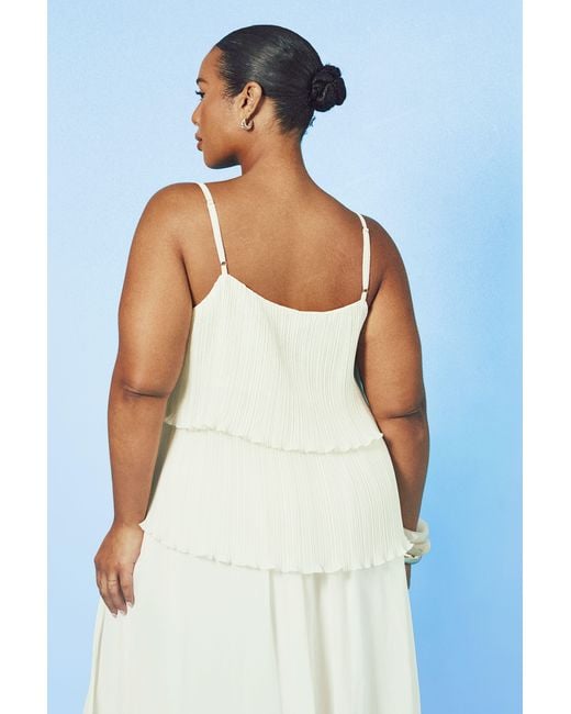 Boohoo Blue Plus Plisse Tiered Strappy Top
