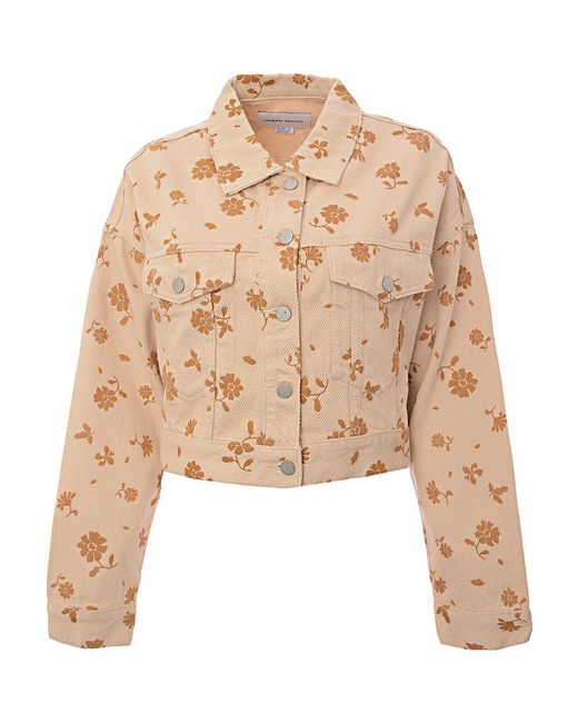 Urban Revivo Natural Floral Print Denim Jacket Cotton