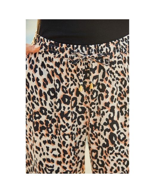 Sosandar Blue Print Relaxed Tapered Trouser With Pockets Viscose