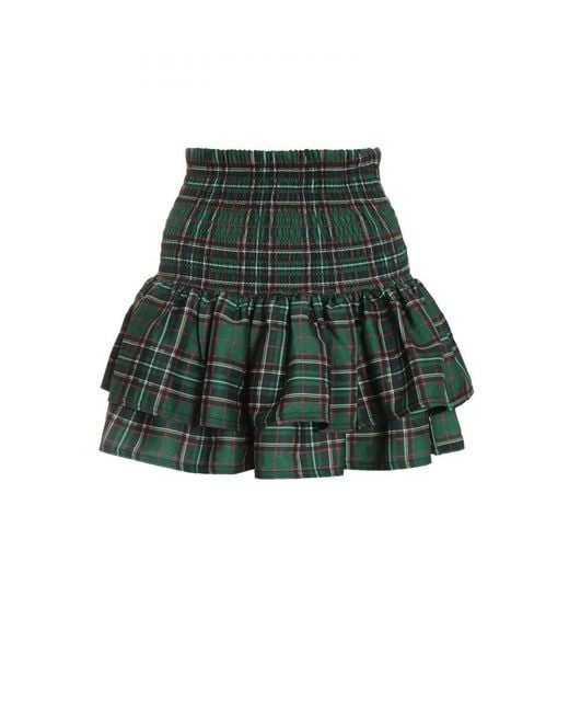 Quiz Green Check Print Ruched Frill Mini Skirt