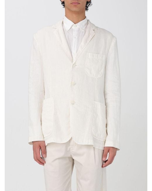 Aspesi White Linen Blazer Patch Pockets for men
