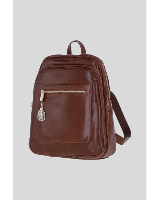 Ashwood Leather Brown Real Backpack With Multiple Pockets And-Tone Hardware