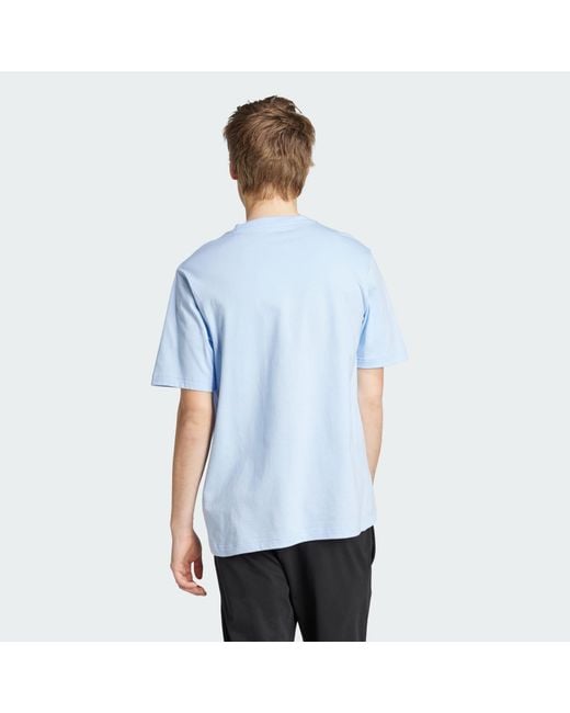 Adidas Blue Lounge Slides Graphic Pocket Tee for men