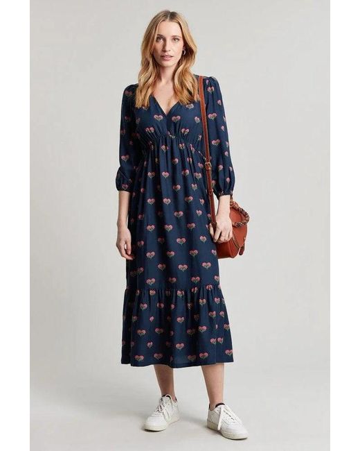 Joules Blue Sienna Floral Maxi Dress Viscose
